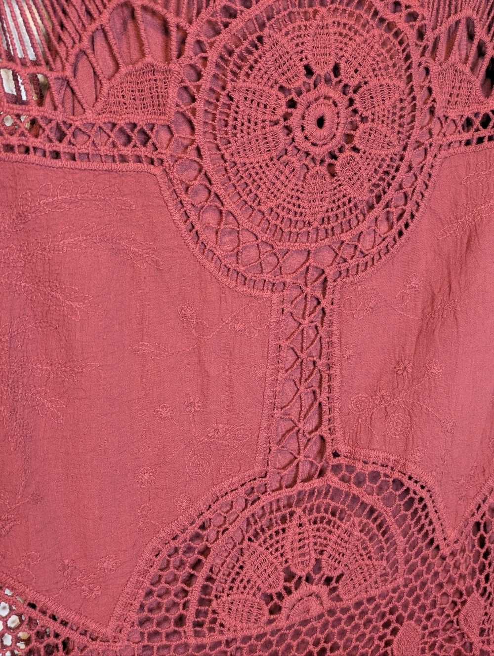 Democracy Crochet Lace Peasant Top - Burgundy - Picture 6 of 11